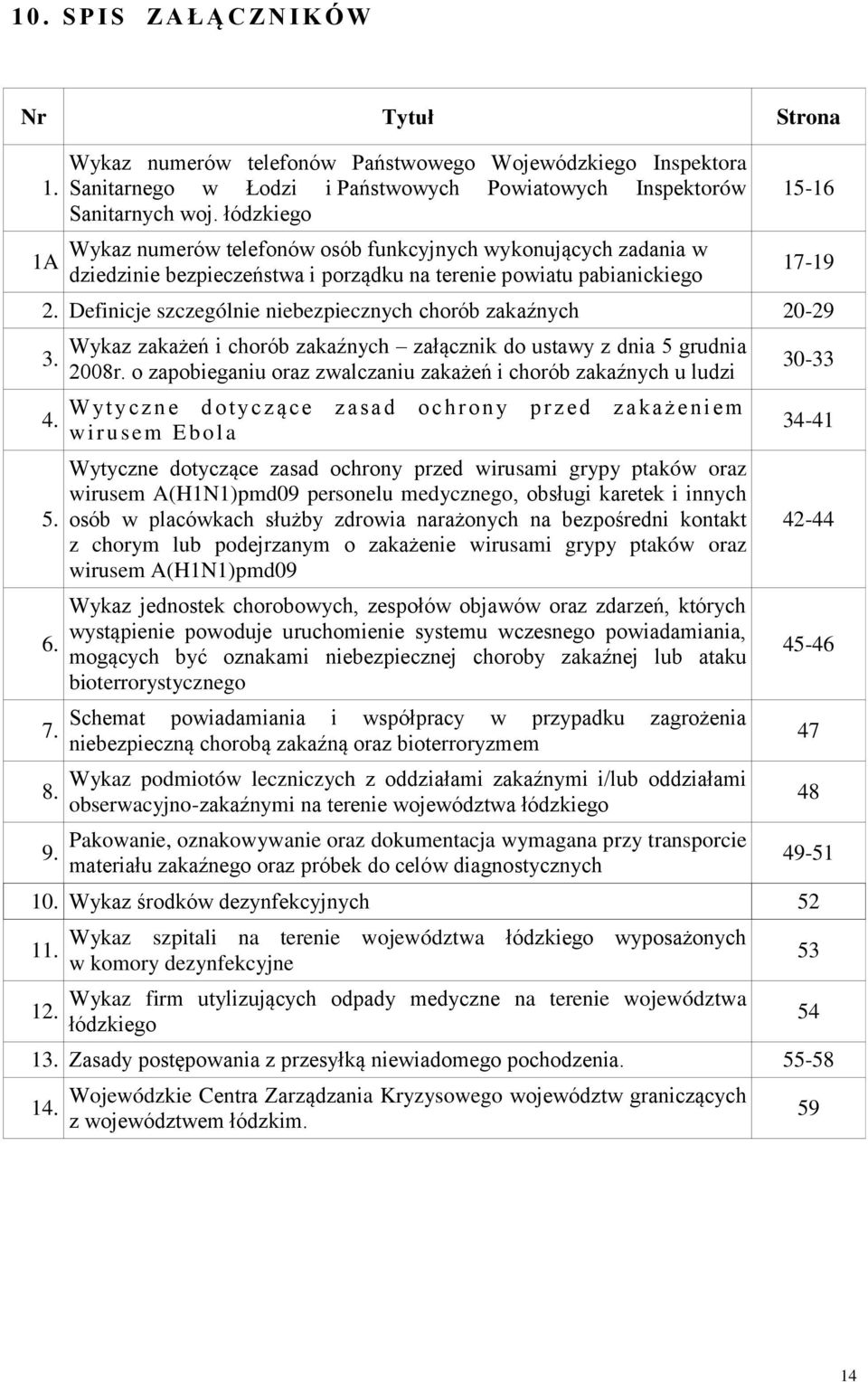 Definicje szczególnie niebezpiecznych chorób zakaźnych 20-29 3. 4. 5. 6. 7. 8. 9. Wykaz zakażeń i chorób zakaźnych załącznik do ustawy z dnia 5 grudnia 2008r.