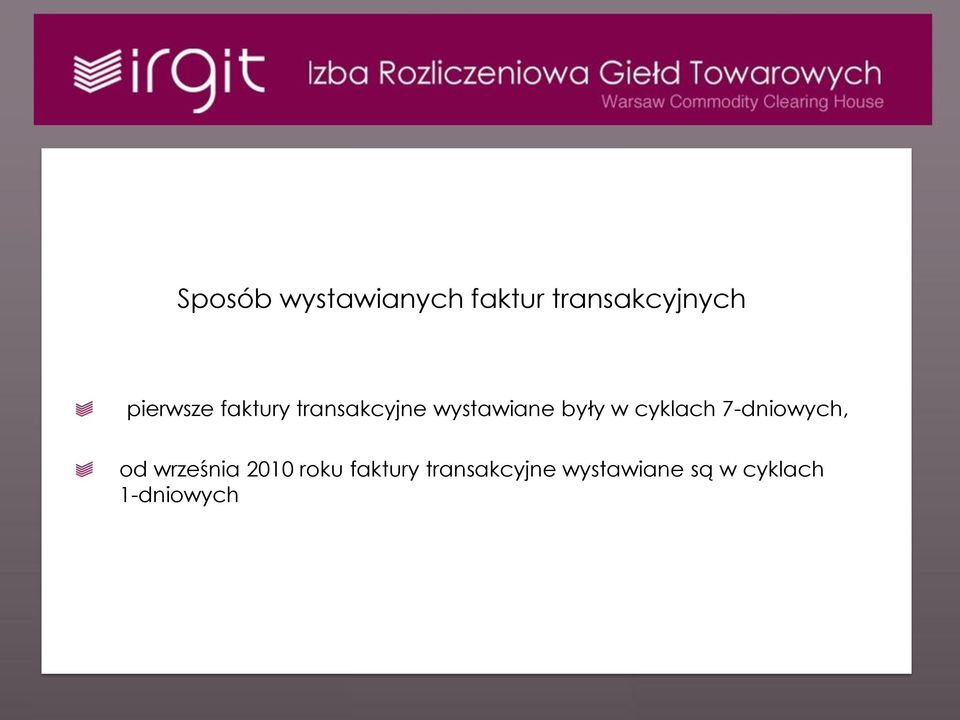 w cyklach 7-dniowych, od września 2010 roku