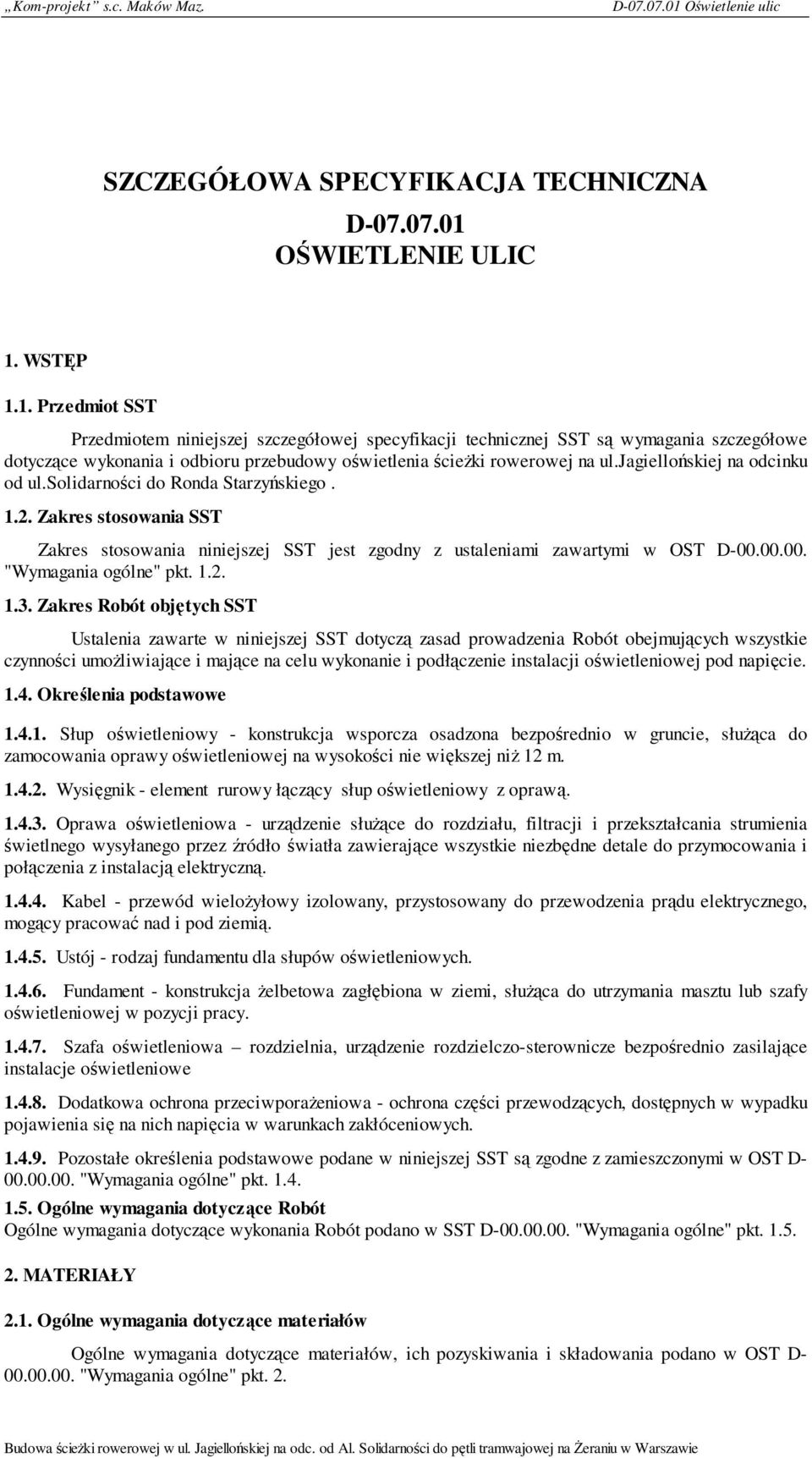 OŚWIETLENIE ULIC 1.