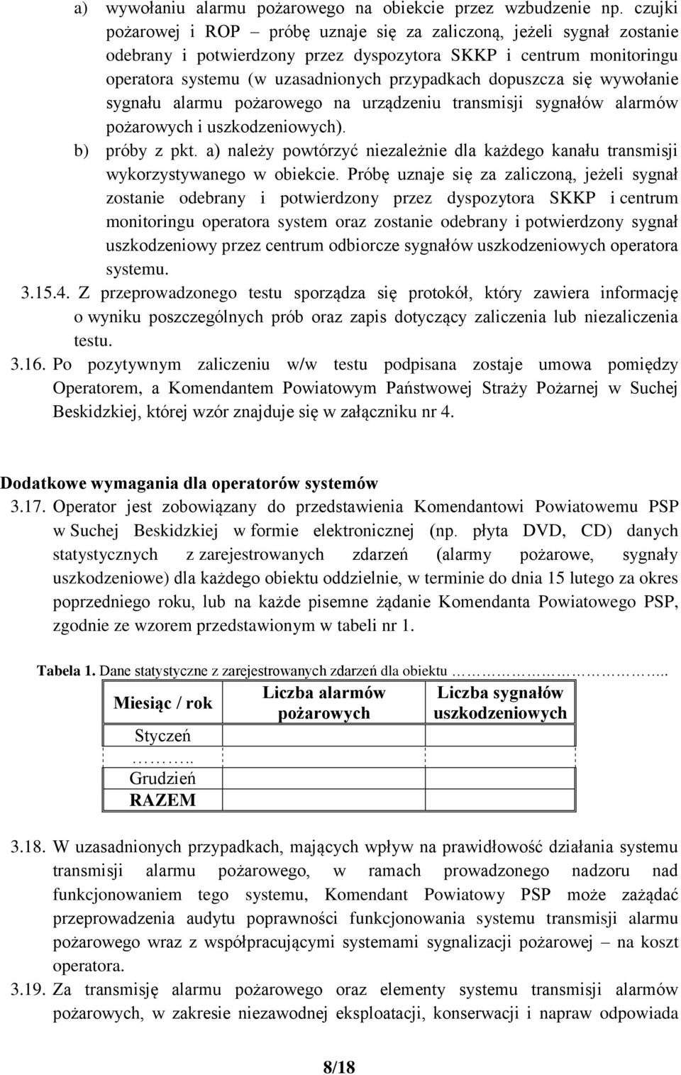 dopuszcza się wywołanie sygnału alarmu pożarowego na urządzeniu transmisji sygnałów alarmów pożarowych i uszkodzeniowych). b) próby z pkt.
