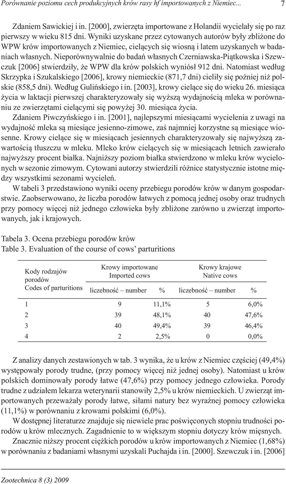 Nieporównywalnie do badań własnych Czerniawska-Piątkowska i Szewczuk [2006] stwierdziły, że WPW dla krów polskich wyniósł 912 dni.