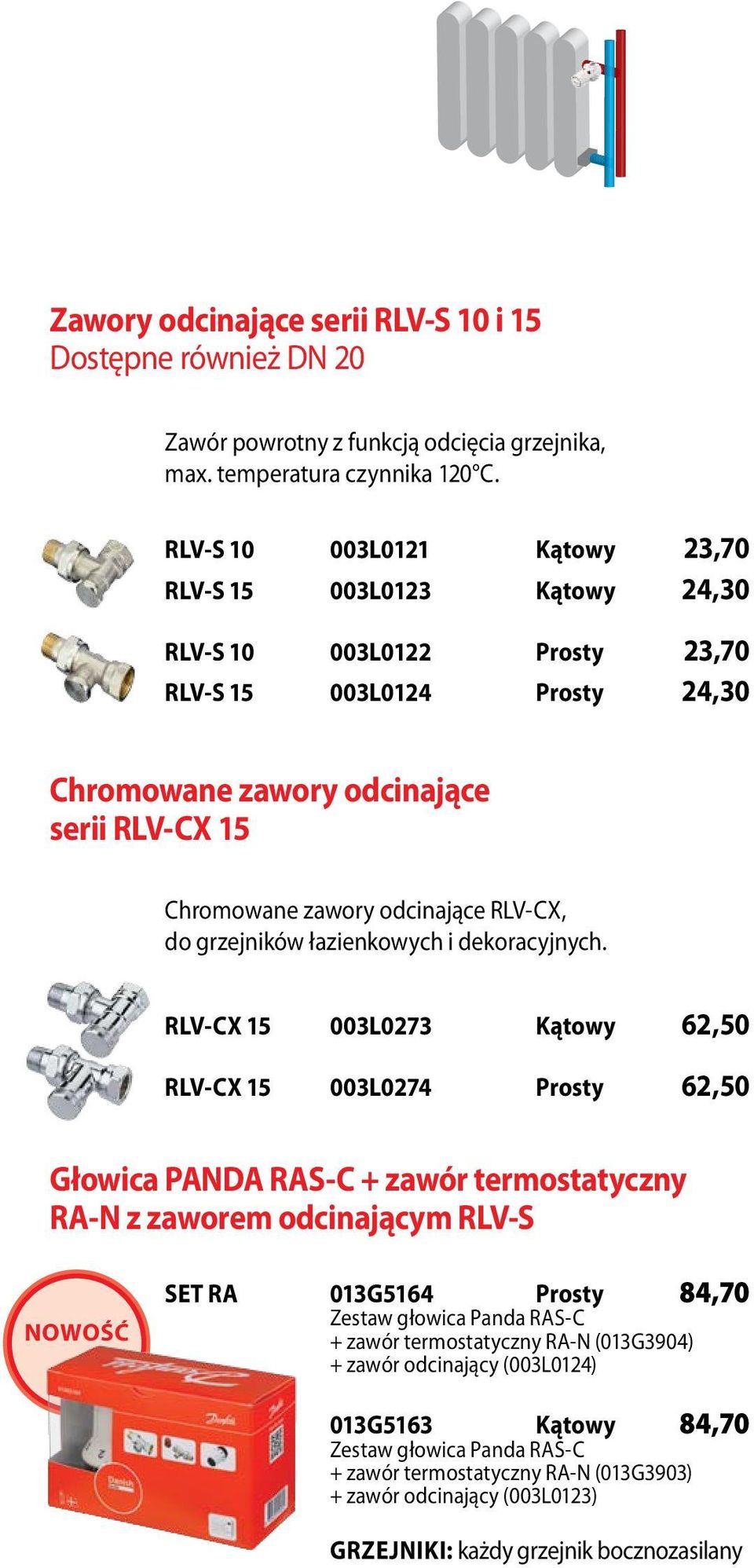 RLV-CX, do grzejników łazienkowych i dekoracyjnych.