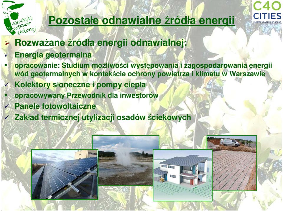 kontekście ochrony powietrza i klimatu w Warszawie Kolektory słoneczne i pompy ciepła