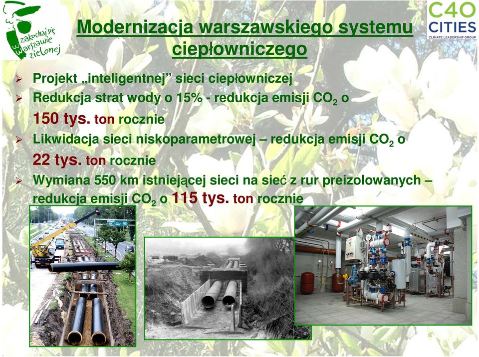 ton rocznie Likwidacja sieci niskoparametrowej redukcja emisji CO2 o 22 tys.