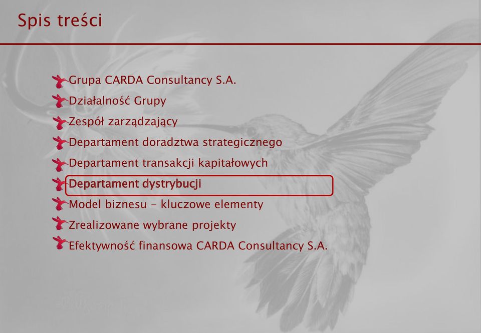 doradztwa strategicznego Departament transakcji kapitałowych