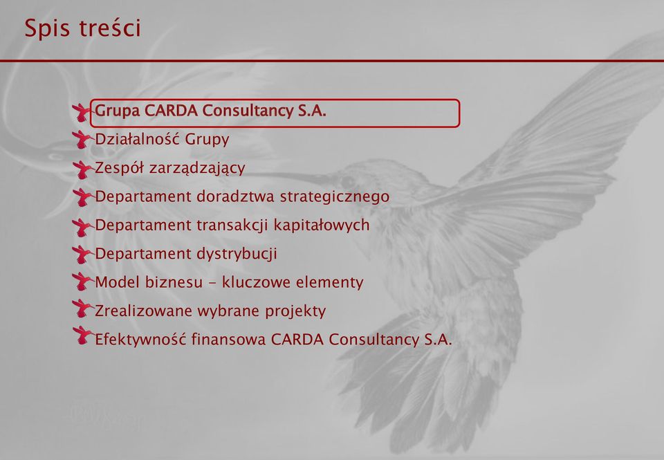 doradztwa strategicznego Departament transakcji kapitałowych