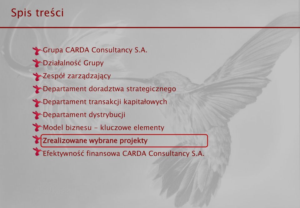 doradztwa strategicznego Departament transakcji kapitałowych