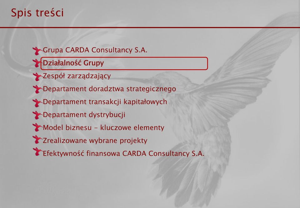 doradztwa strategicznego Departament transakcji kapitałowych