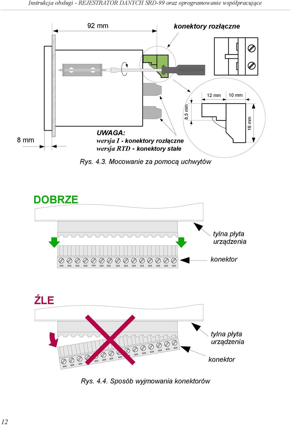 Mocowanie za pomocą uchwytów 8,5 mm 16 mm DOBRZE tylna płyta