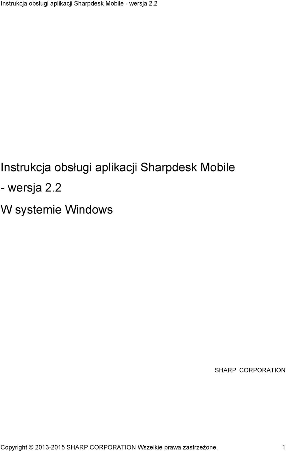 2 W systemie Windows SHARP CORPORATION