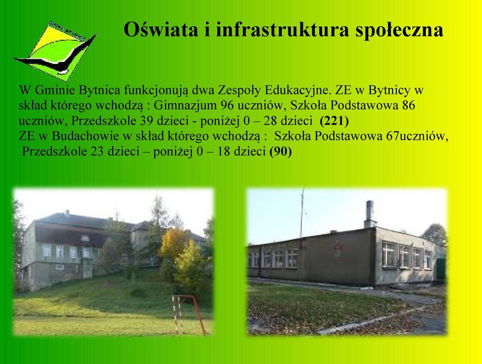 uczniów, Przedszkole 39 dzieci - poniżej 0 28 dzieci (221) ZE w Budachowie w skład