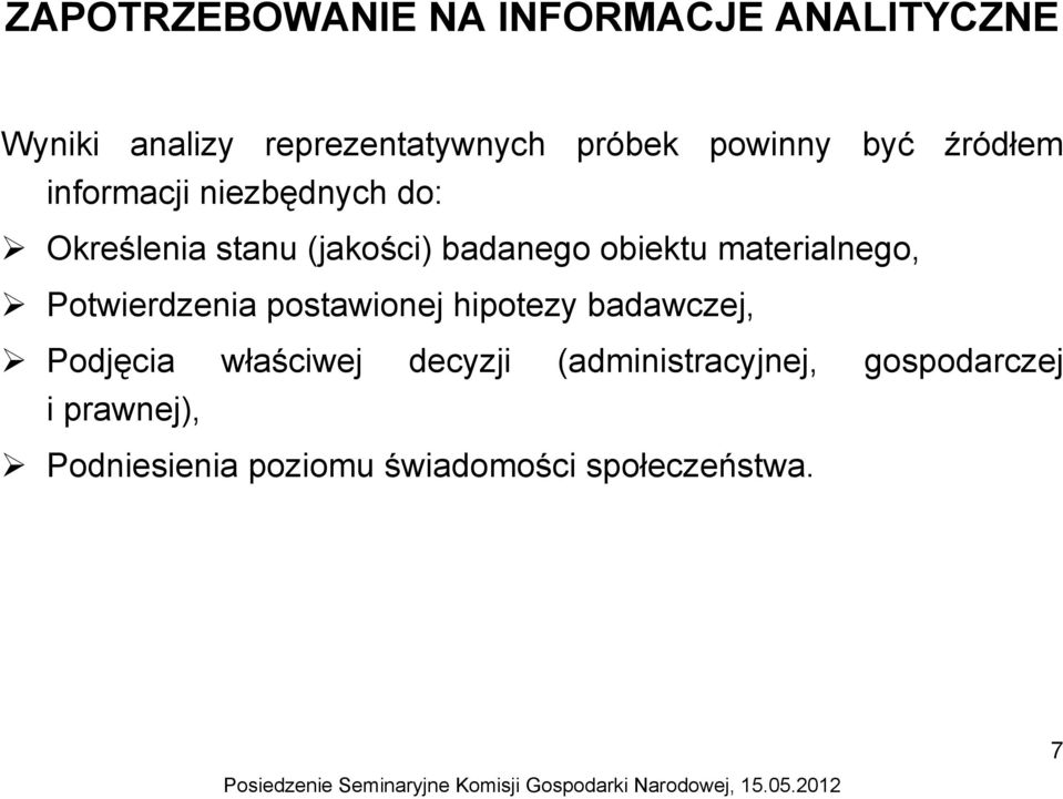 obiektu materialnego, Potwierdzenia postawionej hipotezy badawczej, Podjęcia właściwej