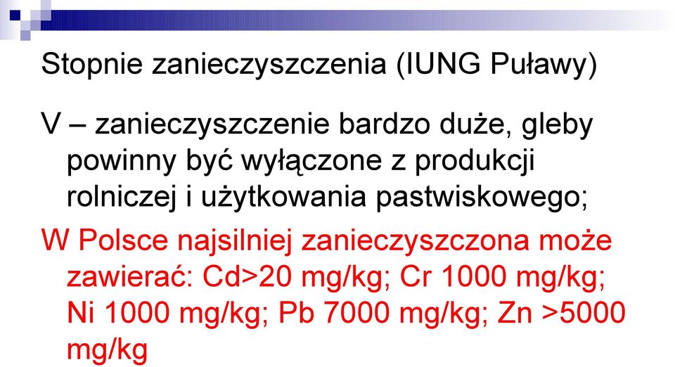 użytkowania pastwiskowego; W Polsce najsilniej zanieczyszczona może
