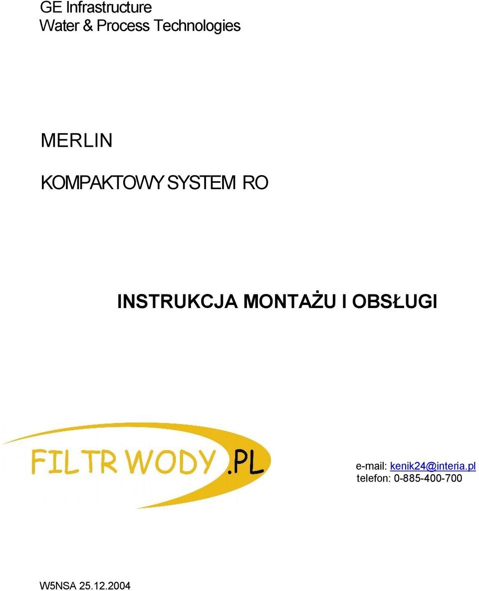 RO INSTRUKCJA MONTAŻU I OBSŁUGI