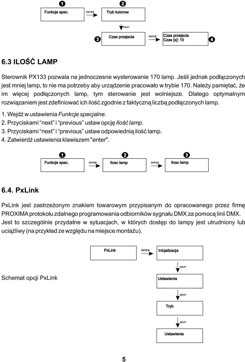 Dlatego optymalnym rozwiązaniem jest zdefiniować ich ilość zgodnie z faktyczną liczbą podłączonych lamp.. Wejdź w ustawienia Funkcje specjalne.. Przyciskami next i previous ustaw opcję Ilość lamp.