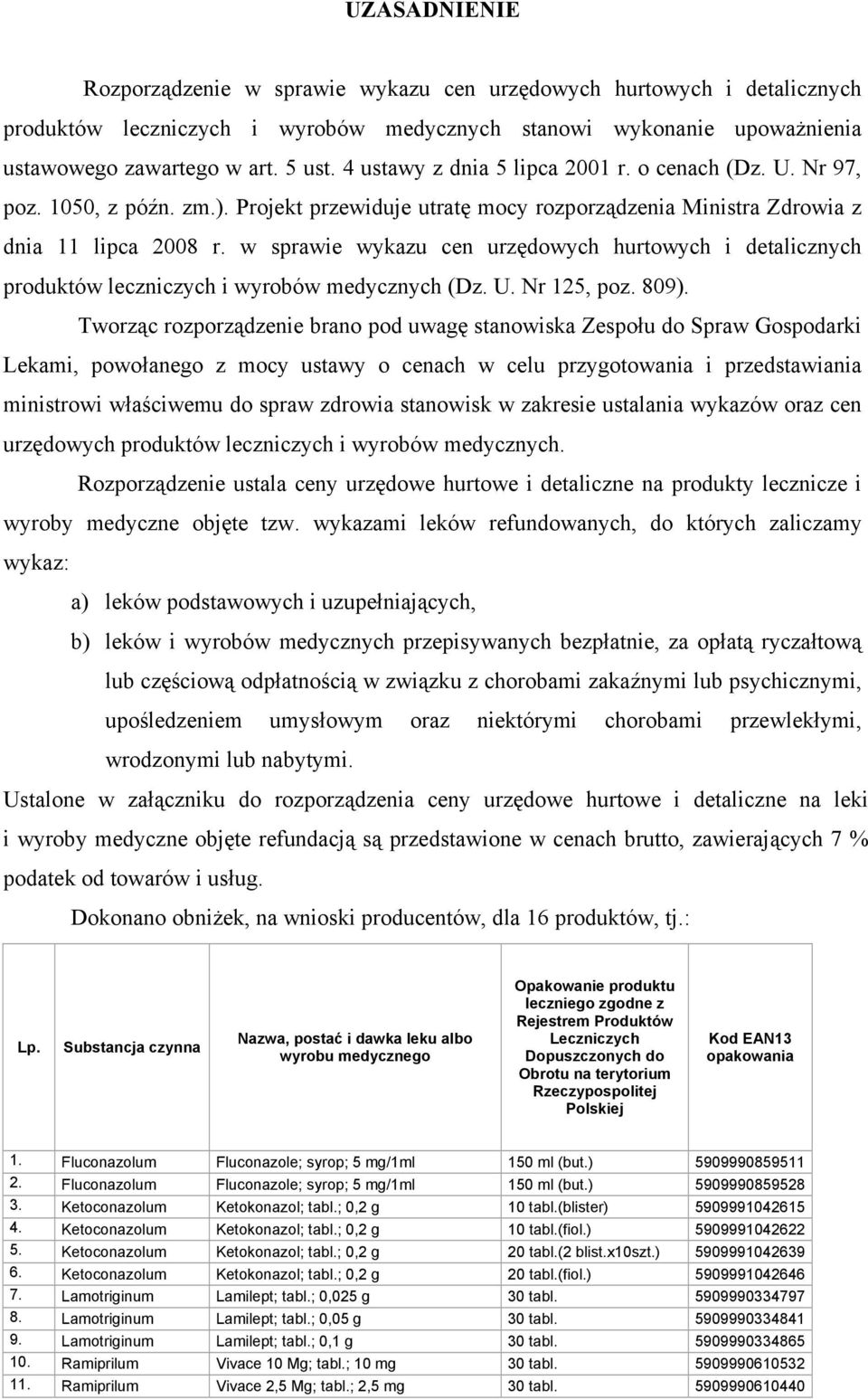 w sprawie wykazu cen urzędowych hurtowych i detalicznych produktów leczniczych i wyrobów medycznych (Dz. U. Nr 125, poz. 809).