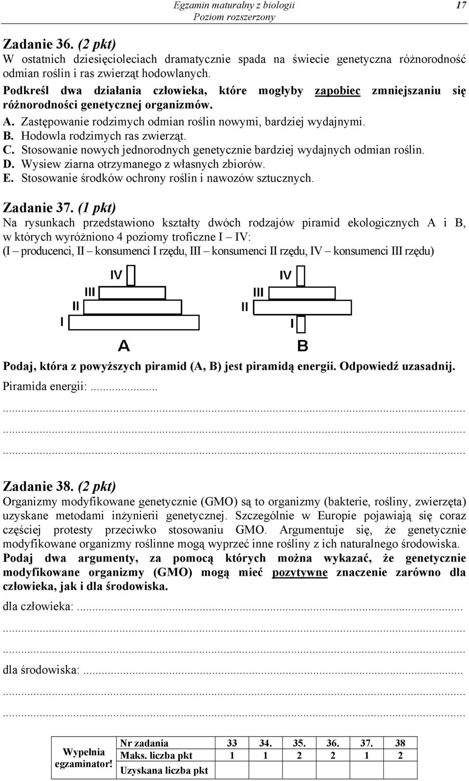 Hodowla rodzimych ras zwierząt. C. Stosowanie nowych jednorodnych genetycznie bardziej wydajnych odmian roślin. D. Wysiew ziarna otrzymanego z własnych zbiorów. E.