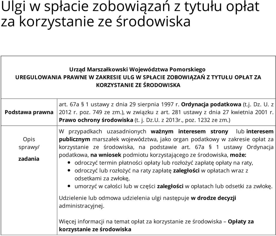 281 ustawy z dnia 27 kwietnia 2001 r. Prawo ochrony środowiska (t. j. Dz.U. z 2013r., poz. 1232 ze zm.