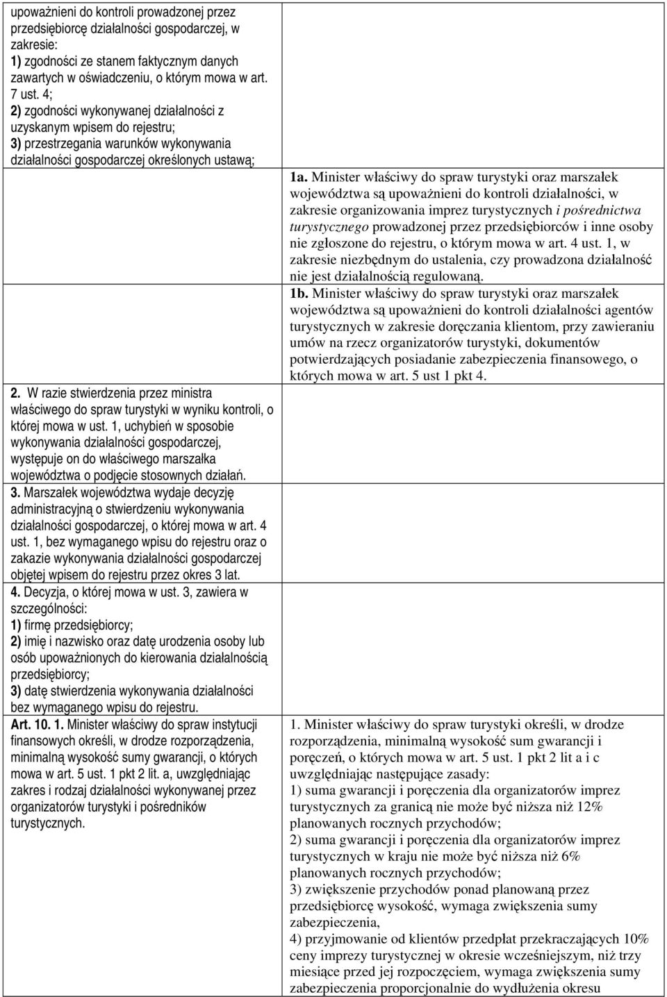 W razie stwierdzenia przez ministra właściwego do spraw turystyki w wyniku kontroli, o której mowa w ust.