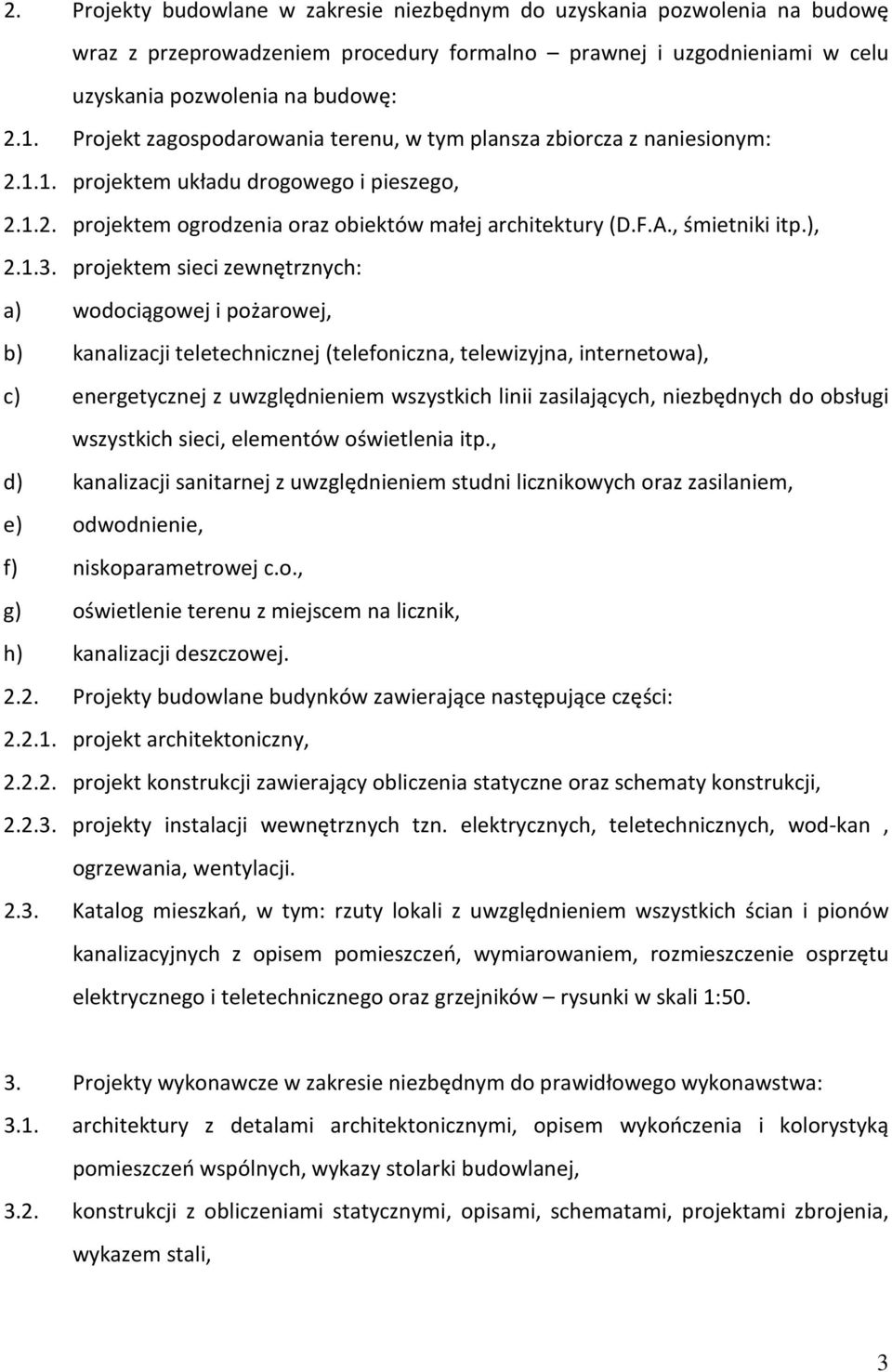 , śmietniki itp.), 2.1.3.