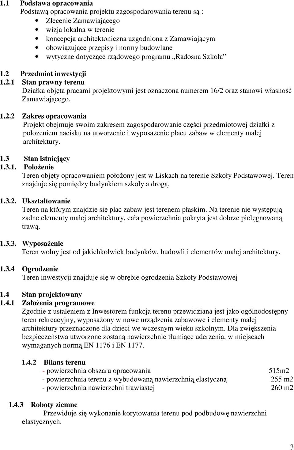 Przedmiot inwestycji 1.2.