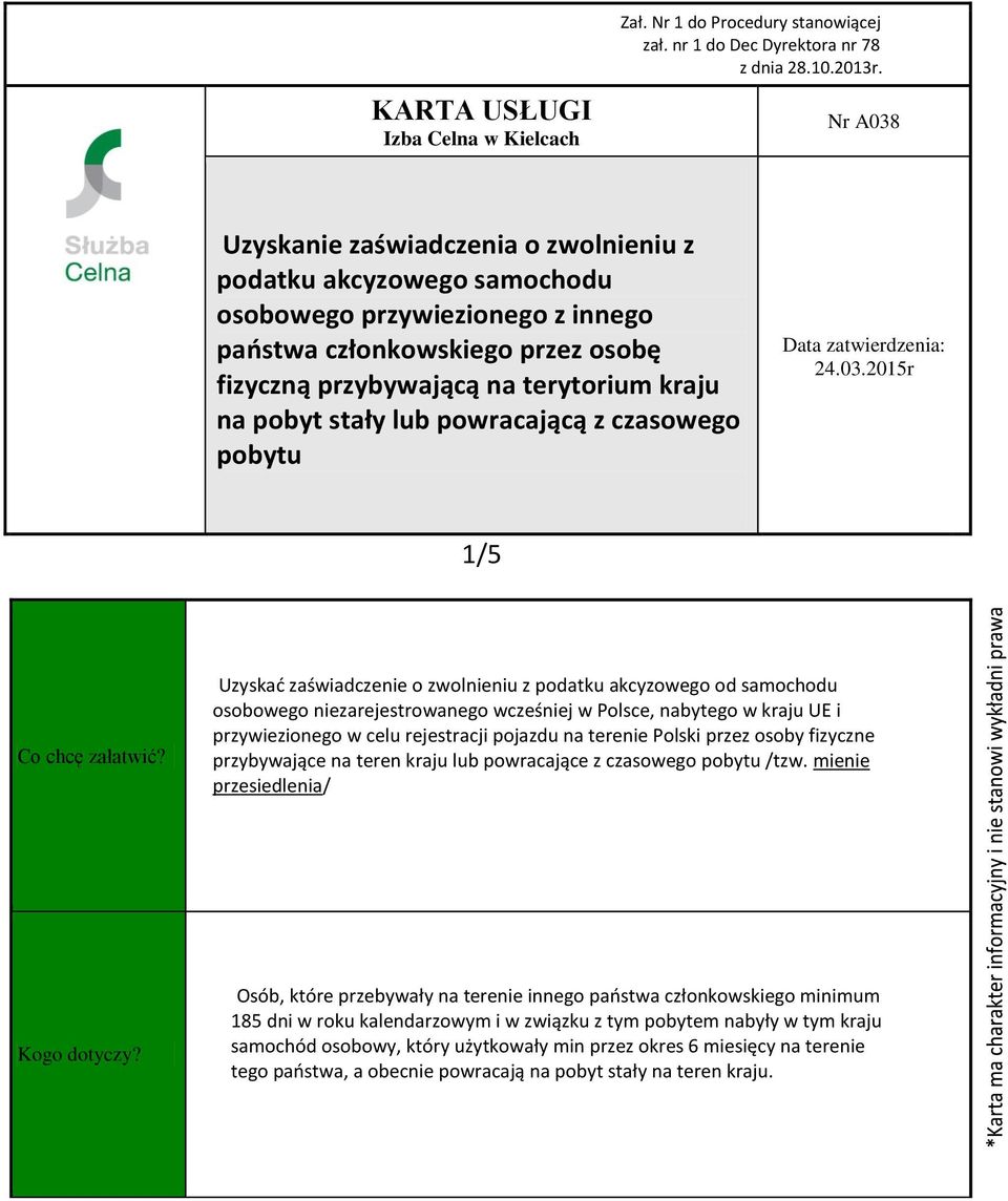 w celu rejestracji pojazdu na terenie Polski przez osoby fizyczne przybywające na teren kraju lub powracające z czasowego /tzw.