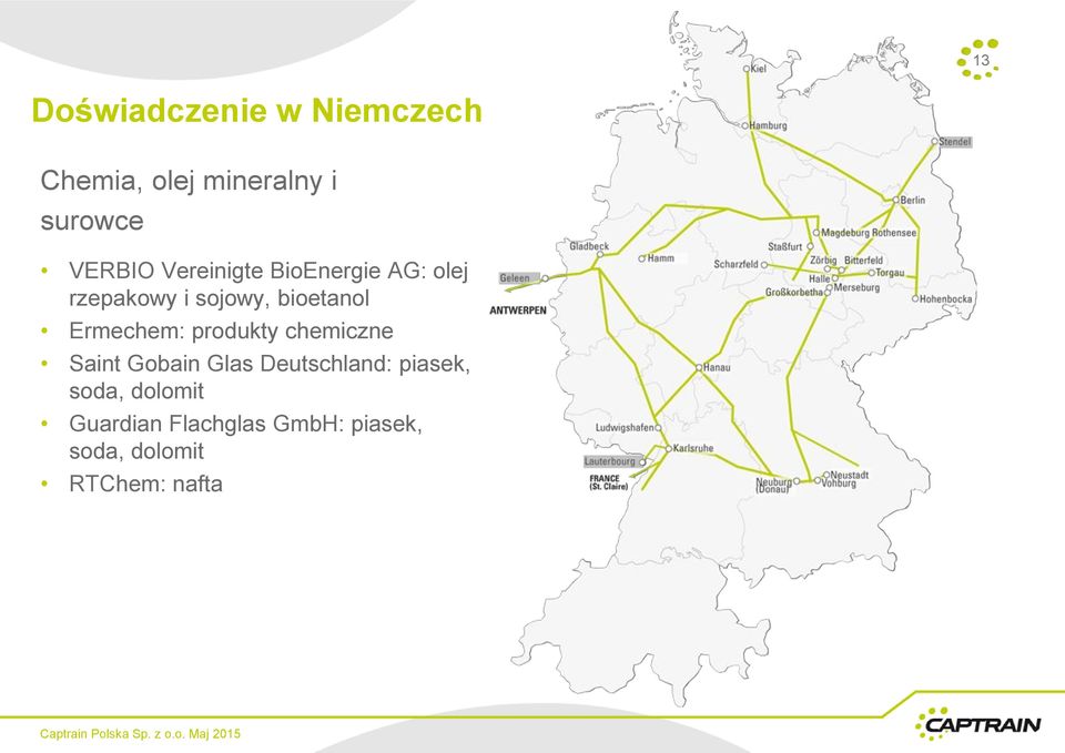 Ermechem: produkty chemiczne Saint Gobain Glas Deutschland: piasek,
