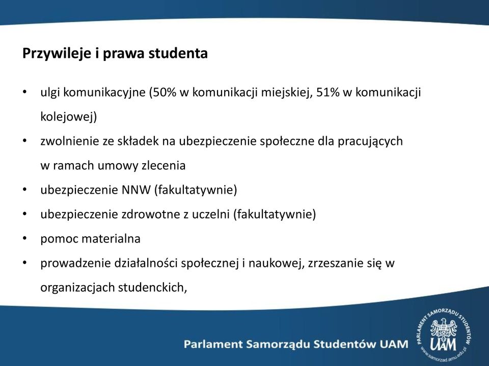 zlecenia ubezpieczenie NNW (fakultatywnie) ubezpieczenie zdrowotne z uczelni (fakultatywnie)