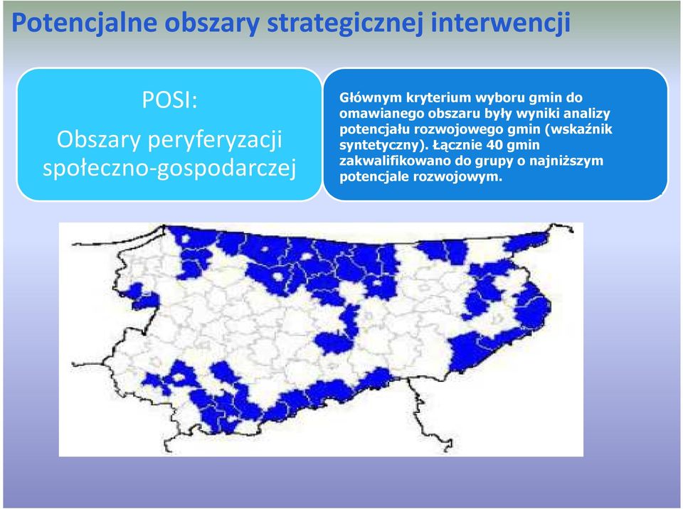 analizy potencjału rozwojowego gmin (wskaźnik syntetyczny).