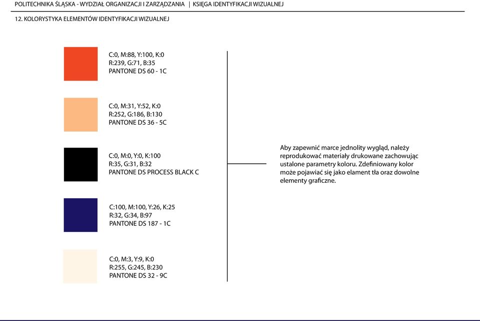 należy reprodukować materiały drukowane zachowując ustalone parametry koloru.