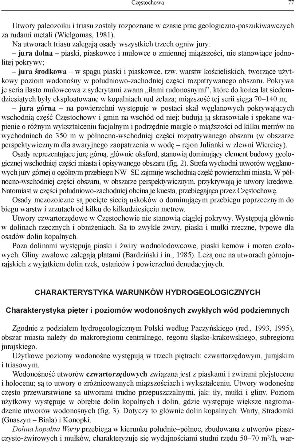 piaskowce, tzw. warstw kościeliskich, tworzące użytkowy poziom wodonośny w południowo-zachodniej części rozpatrywanego obszaru.