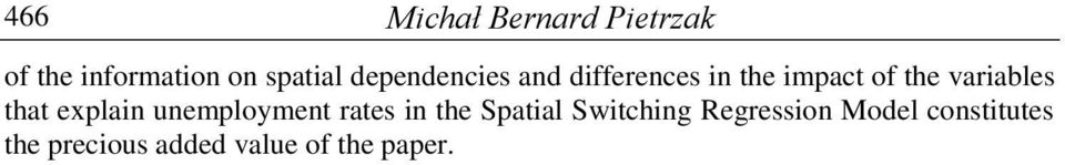 that explain unemployment rates in the Spatial Switching