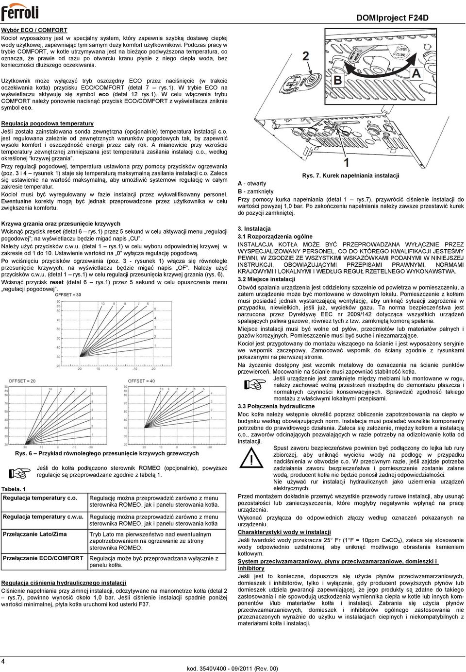 oczekiwania. Użytkownik może wyłączyć tryb oszczędny ECO przez naciśnięcie (w trakcie oczekiwania kotła) przycisku ECO/COMFORT (detal 7 rys.1).