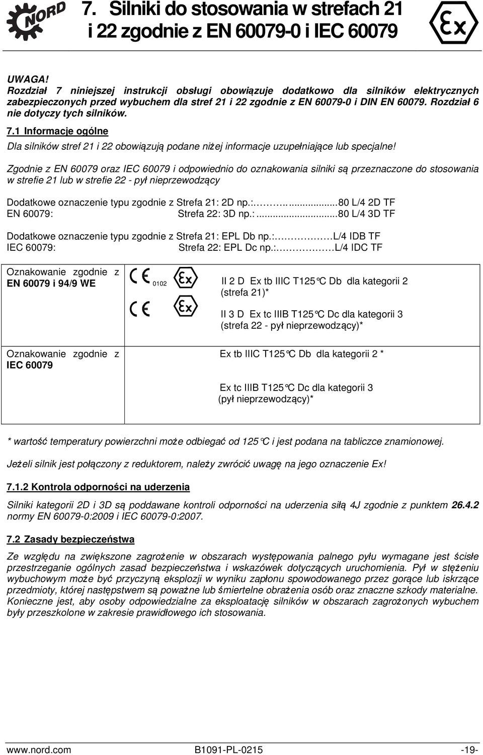 Rozdział 6 nie dotyczy tych silników. 7.1 Informacje ogólne Dla silników stref 21 i 22 obowiązują podane niżej informacje uzupełniające lub specjalne!