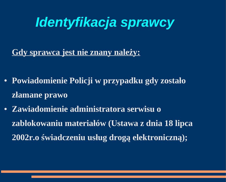 Zawiadomienie administratora serwisu o zablokowaniu materiałów