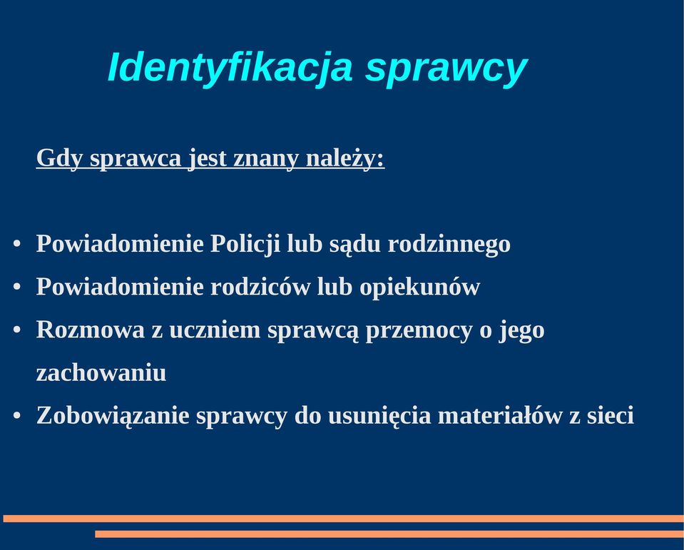 rodziców lub opiekunów Rozmowa z uczniem sprawcą przemocy o