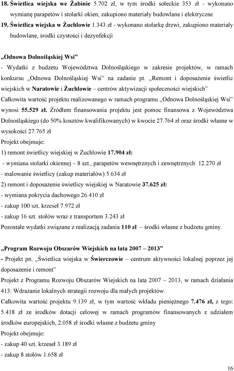 konkursu Odnowa Dolnośląskiej Wsi na zadanie pt.