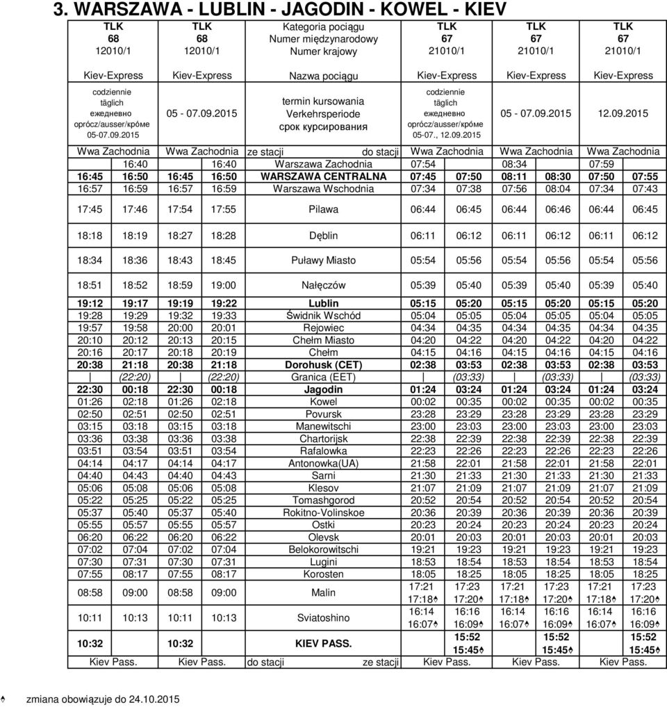2015 Wwa Zachodnia Wwa Zachodnia ze stacji do stacji Wwa Zachodnia Wwa Zachodnia Wwa Zachodnia 16:40 16:40 Warszawa Zachodnia 07:54 08:34 07:59 16:45 16:50 16:45 16:50 WARSZAWA CTRALNA 07:45 07:50