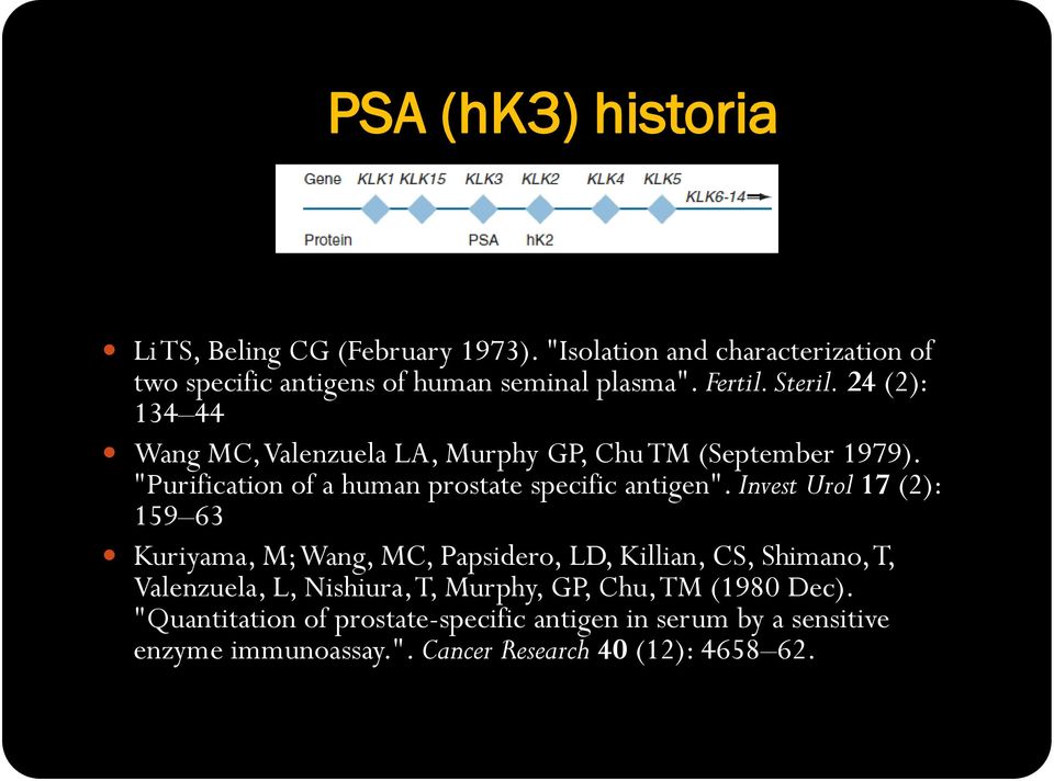 "Purification of a human prostate specific antigen".