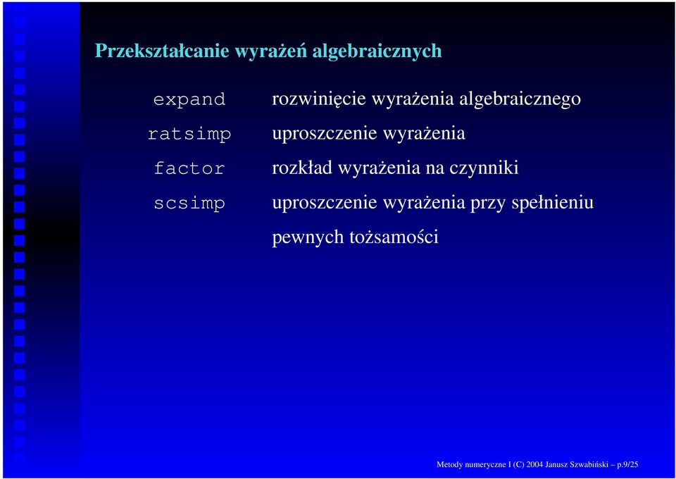 wyrażenia na czynniki uproszczenie wyrażenia przy spełnieniu