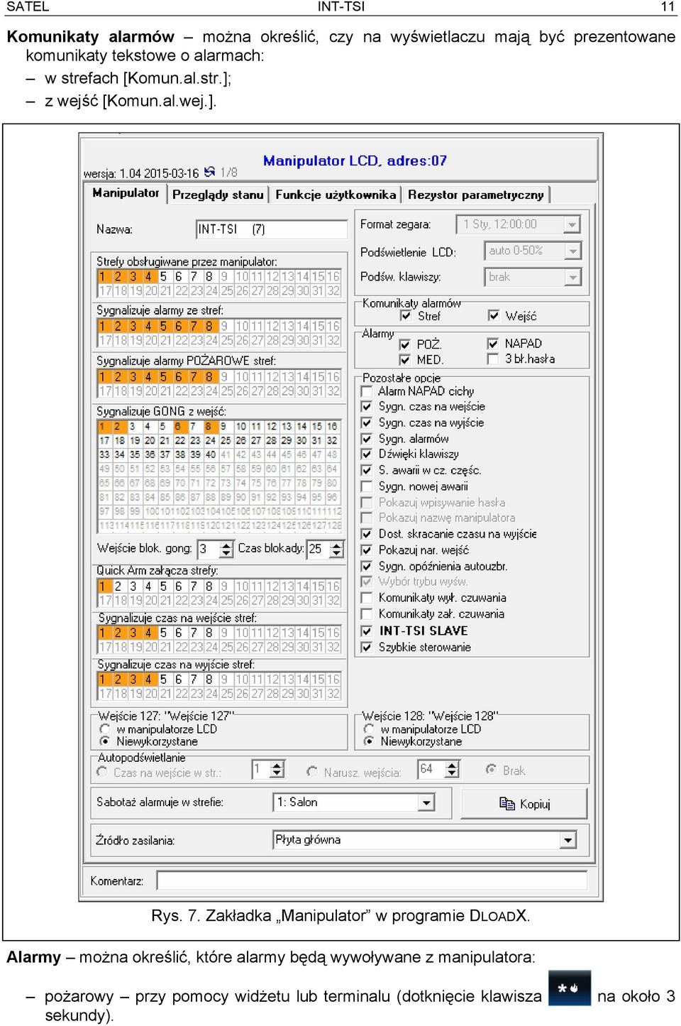 Zakładka Manipulator w programie DLOADX.