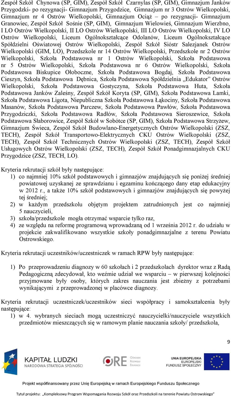 Ostrów Wielkopolski, IV LO Ostrów Wielkopolski, Liceum Ogólnokształcące Odolanów, Liceum Ogólnokształcące Spółdzielni Oświatowej Ostrów Wielkopolski, Zespół Szkół Sióstr Salezjanek Ostrów