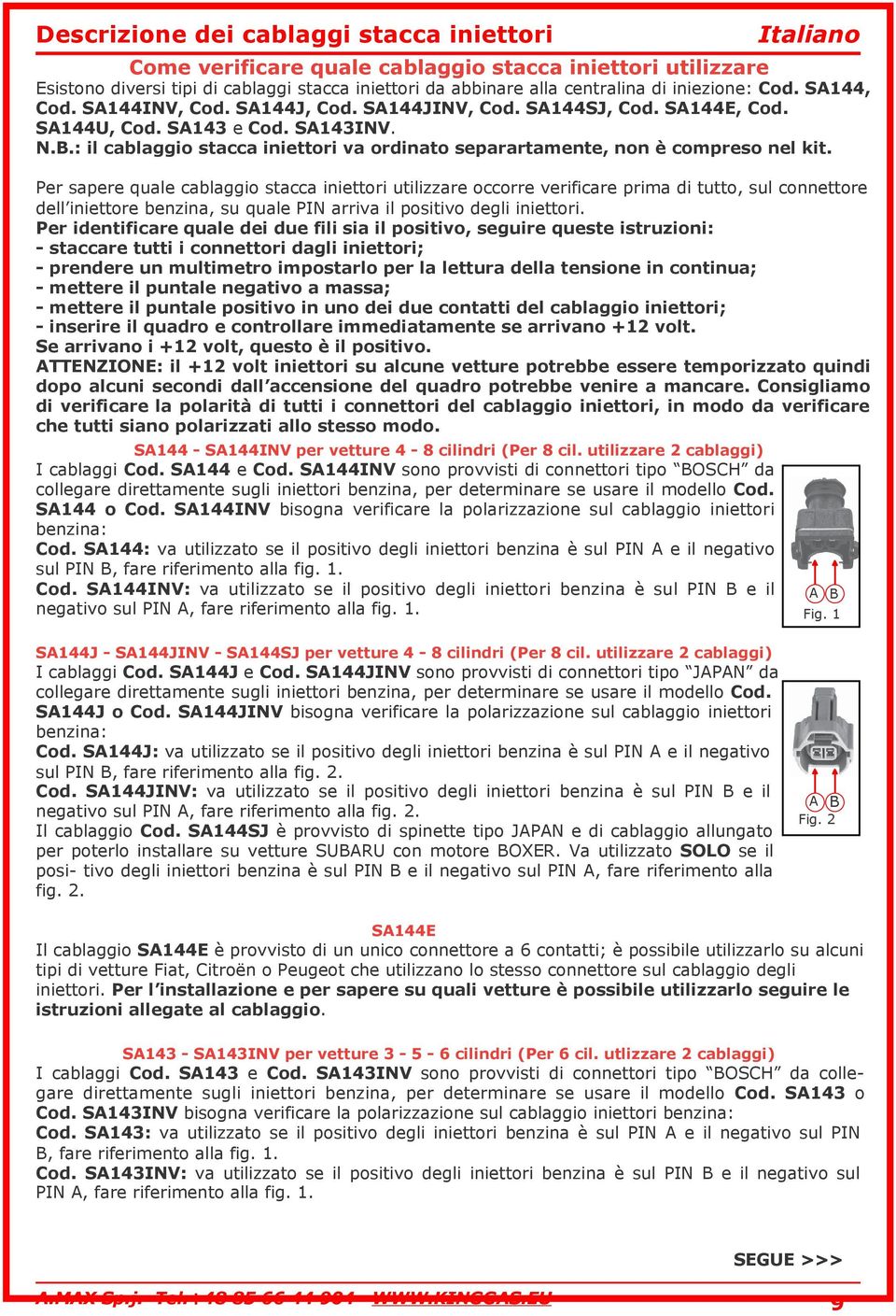 : il cablaggio stacca iniettori va ordinato separartamente, non è compreso nel kit.