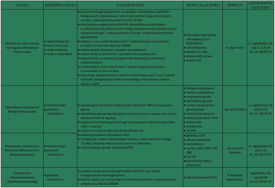 mikroanaliza rentgenowska SEM-EDX (identyfikacja pierwiastków w mikroobszarach powierzchni) metodą dyspersji energii promieniowania rentgenowskiego): analizy punktowe, liniowe, rozkład powierzchniowy