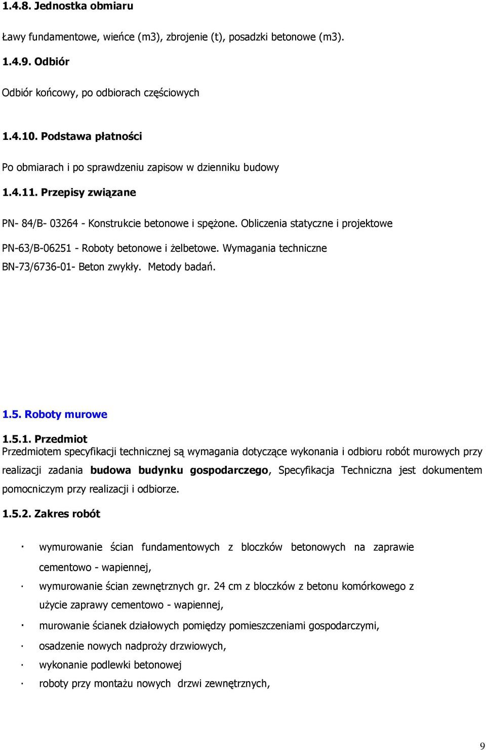 Obliczenia statyczne i projektowe PN-63/B-06251 