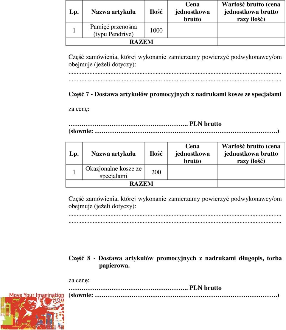 . PLN Okazjonalne kosze ze specjałami 200 Wartość (cena Część 8 -