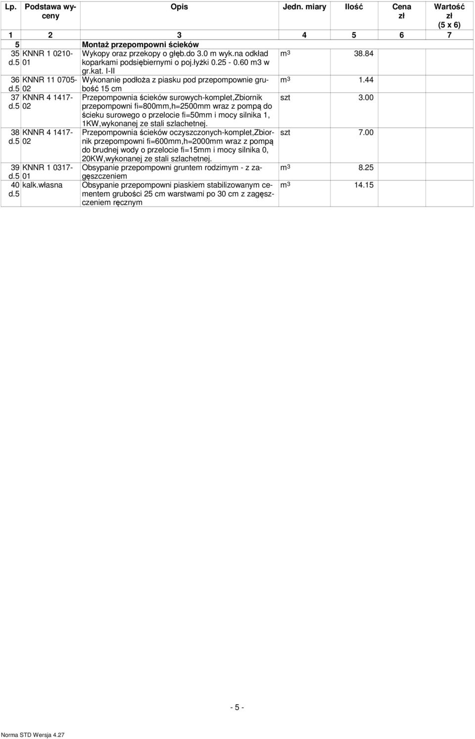 5 bość 15 cm Przepompownia ścieków surowych-komplet,zbiornik przepompowni fi=800mm,h=2500mm wraz z pompą do ścieku surowego o przelocie fi=50mm i mocy silnika 1, 1KW,wykonanej ze stali szlachetnej.