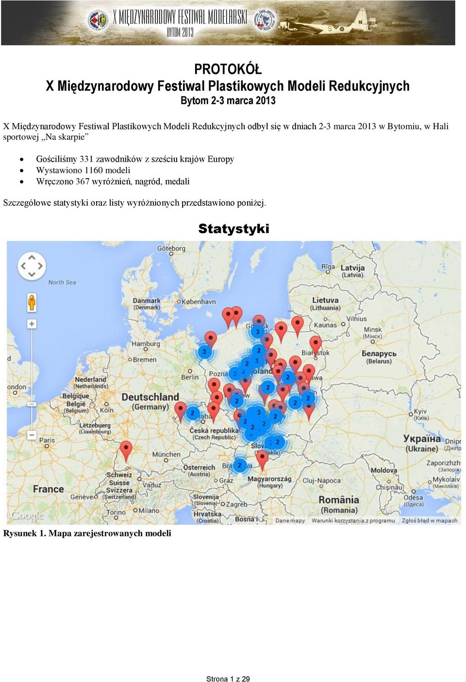 331 zawodników z sześciu krajów Europy Wystawiono 1160 modeli Wręczono 367 wyróżnień, nagród, medali Szczegółowe