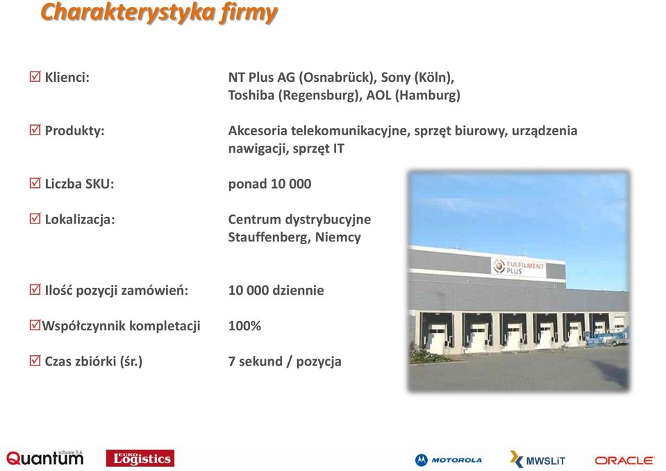 sprzęt IT Liczba SKU: ponad 10 000 Lokalizacja: Centrum dystrybucyjne Stauffenberg, Niemcy