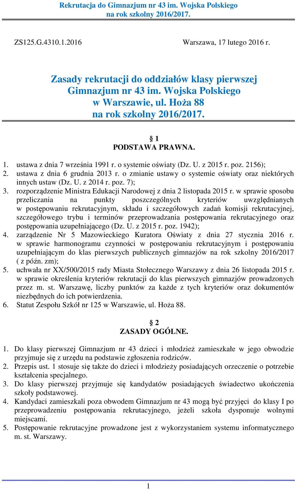 rozporządzenie Ministra Edukacji Narodowej z dnia 2 listopada 2015 r.